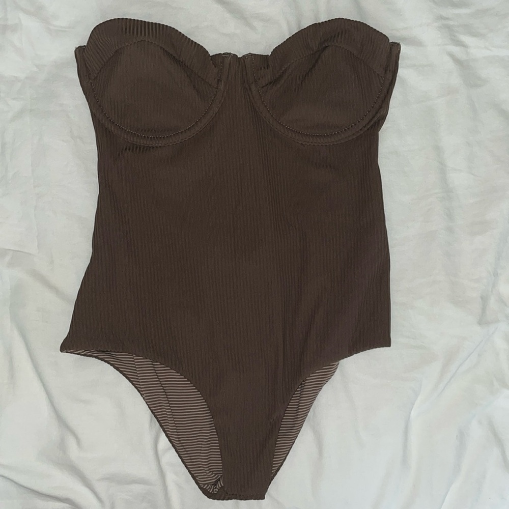 NWT-Acacia Brady One Piece -Ribbed chocolate color